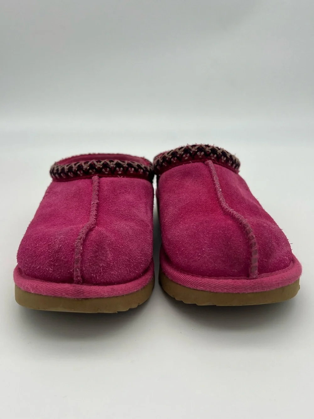 UGG Tasman kids girls size 1 Suede Slip-On Shearling Clogs mules pink leather